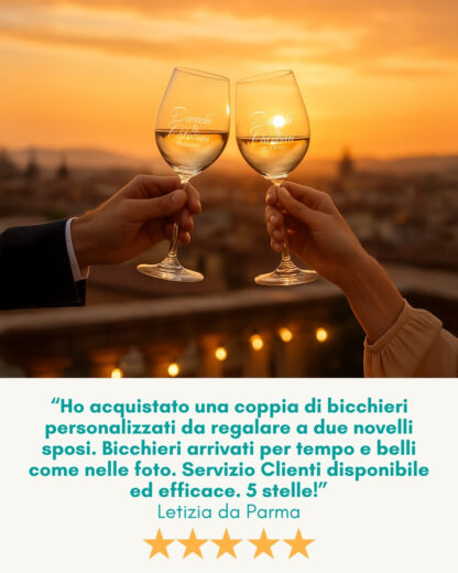 Coppia di Calici da Vino Personalizzati con Nomi e Data in Corsivo - Idea Regalo per Anniversario, Matrimonio - immagine 17