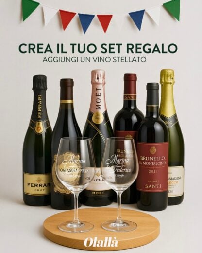 Coppia di Calici da Vino Personalizzati con Nomi e Data in Corsivo - Idea Regalo per Anniversario, Matrimonio - immagine 5