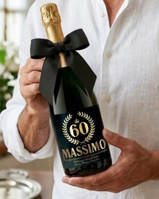 Bottiglia di Vino Personalizzata per Compleanno Lamina Oro Idea Regalo 50 anni 60 anni 70 anni ...