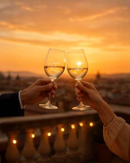 Coppia di Calici da Vino Personalizzati con Nomi e Data in Corsivo - Idea Regalo per Anniversario, Matrimonio - immagine 25