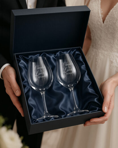 Coppia di Calici da Vino Personalizzati con Nomi e Data in Corsivo - Idea Regalo per Anniversario, Matrimonio - immagine 31