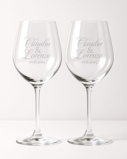 Coppia di Calici da Vino Personalizzati con Nomi e Data in Corsivo - Idea Regalo per Anniversario, Matrimonio - immagine 30