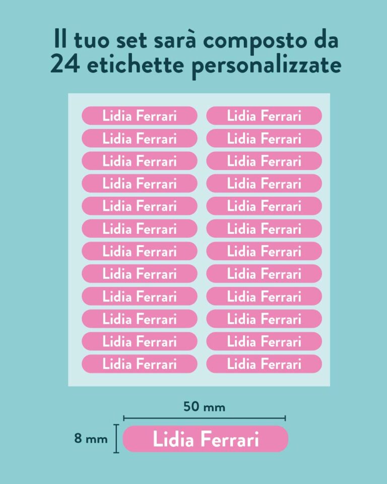 3400 Etichette Adesive Personalizzate | 50 Fogli Azzurro Chiaro 29x12 Mm | Per Scuola, Ufficio E Casa