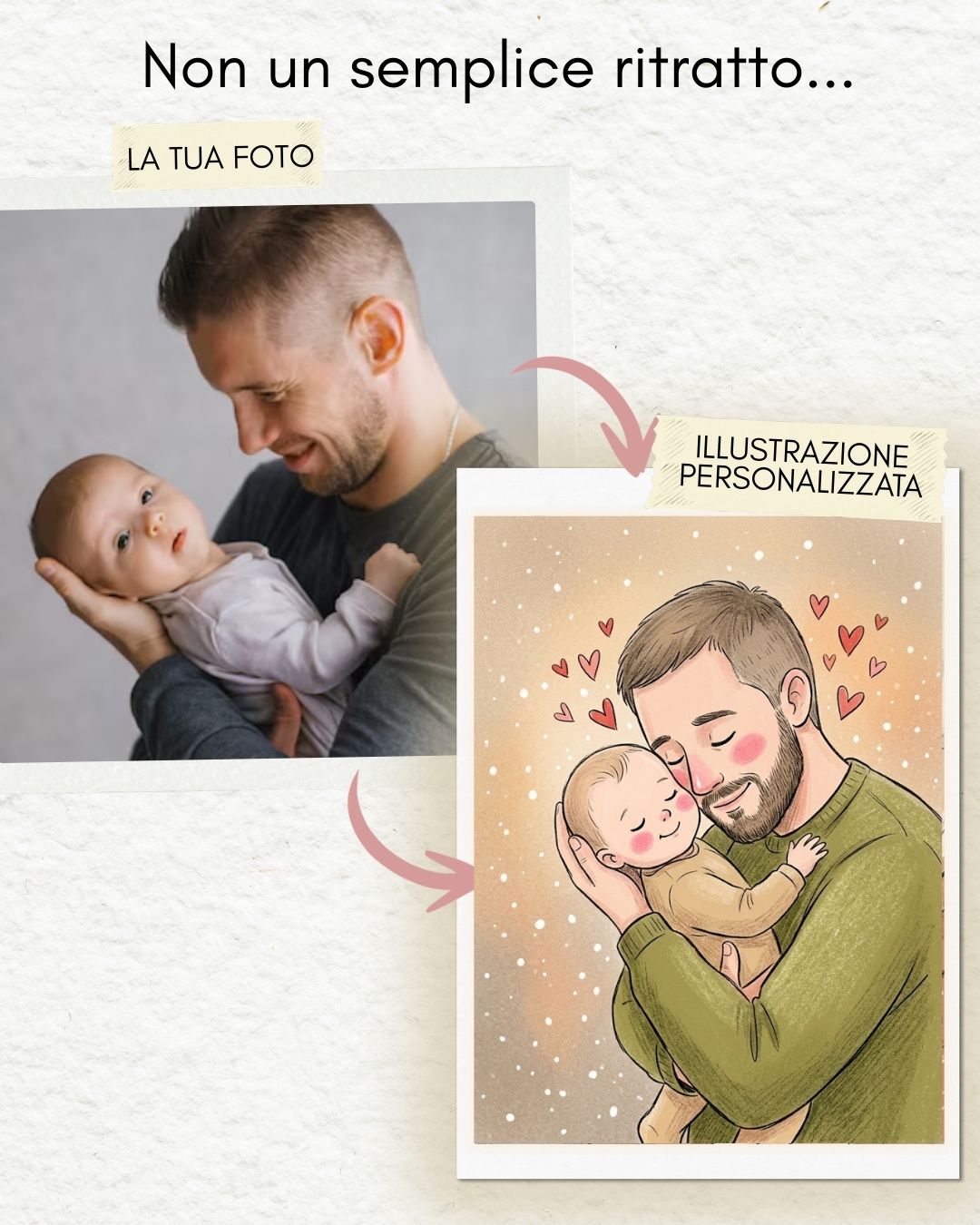 Ritratto effetto fumetto papà versione stampata da incorniciare idea regalo