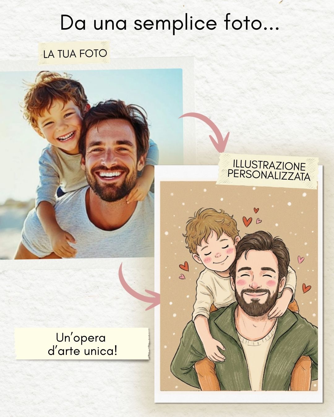 Ritratto illustrato papà effetto fumetto spedito e confezionato con cura
