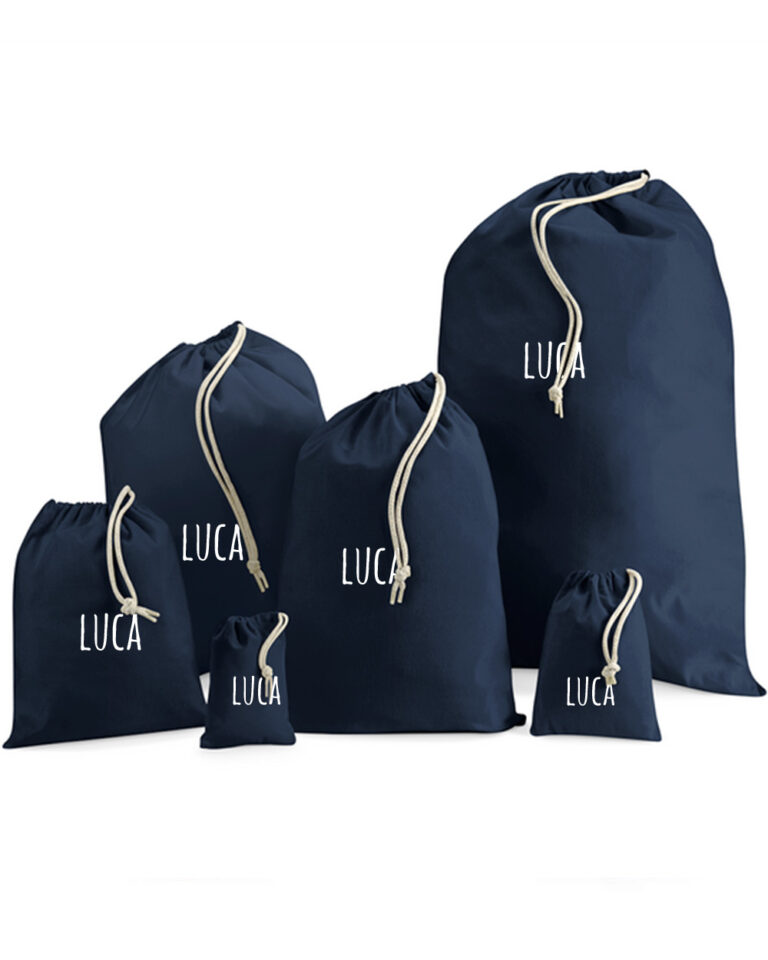 Sacca In Cotone Con Lacci A Contrasto - Borsa Sportiva Resistente, 40x50 Cm, Stile Italiano