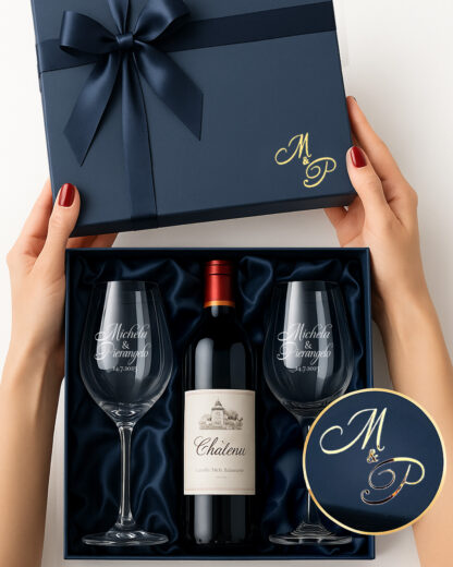 Coppia di Calici da Vino Personalizzati con Nomi e Data in Corsivo - Idea Regalo per Anniversario, Matrimonio - immagine 24