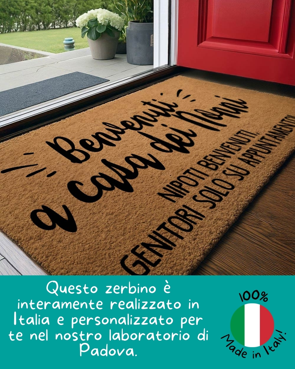 Zerbino "Benvenuti a Casa dei Nonni" Personalizzato con Dedica - Idea Regalo per Nonni, Festa dei Nonni - immagine 2