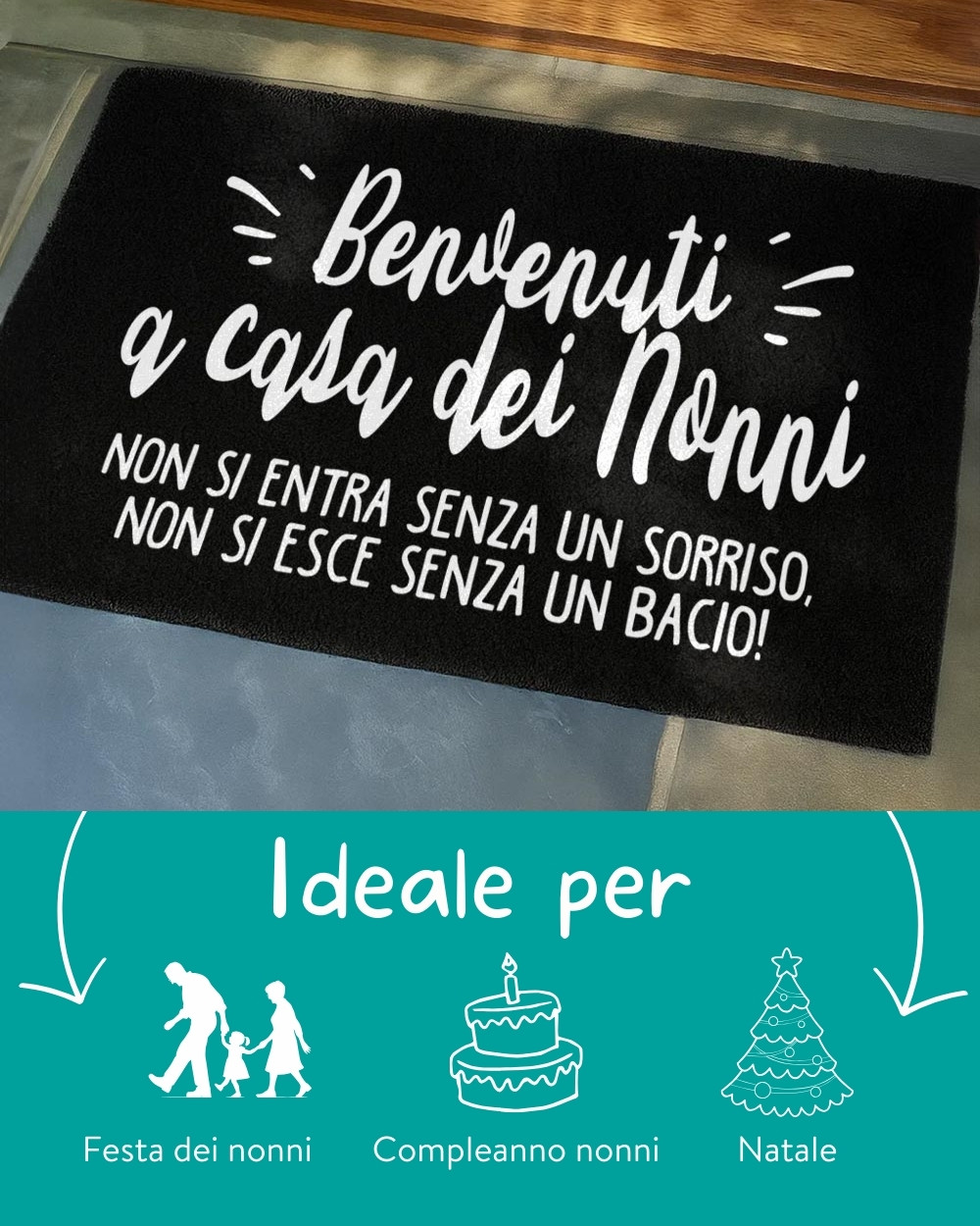 Zerbino "Benvenuti a Casa dei Nonni" Personalizzato con Dedica - Idea Regalo per Nonni, Festa dei Nonni - immagine 5