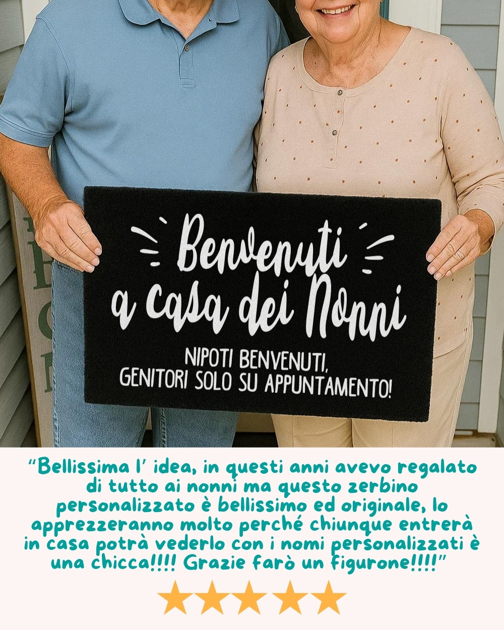 Zerbino "Benvenuti a Casa dei Nonni" Personalizzato con Dedica - Idea Regalo per Nonni, Festa dei Nonni - immagine 4