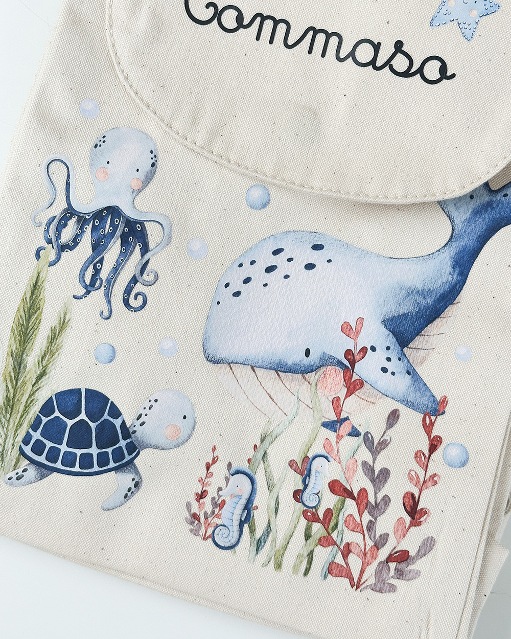 Sacca Zainetto Personalizzato Per Asilo E Sport In Cotone - Made In Italy - Misura 37x42 Cm
