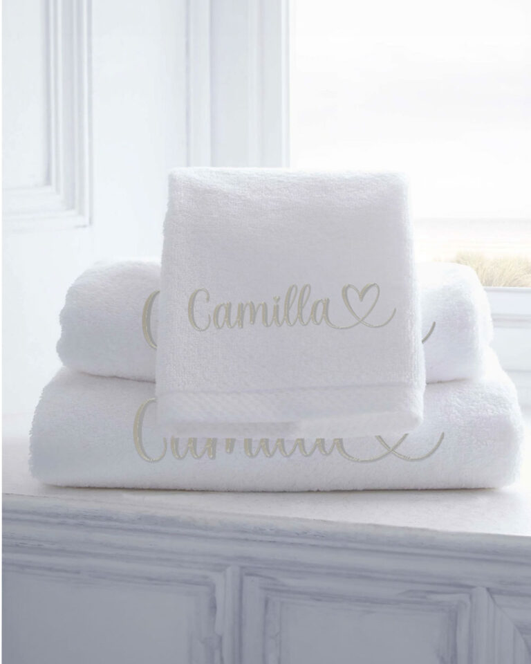 Set Regalo Natale 2 Asciugamani Viso Personalizzati Con Elfi – AmiAmarena, Cotone 450g/mq, 55x100cm