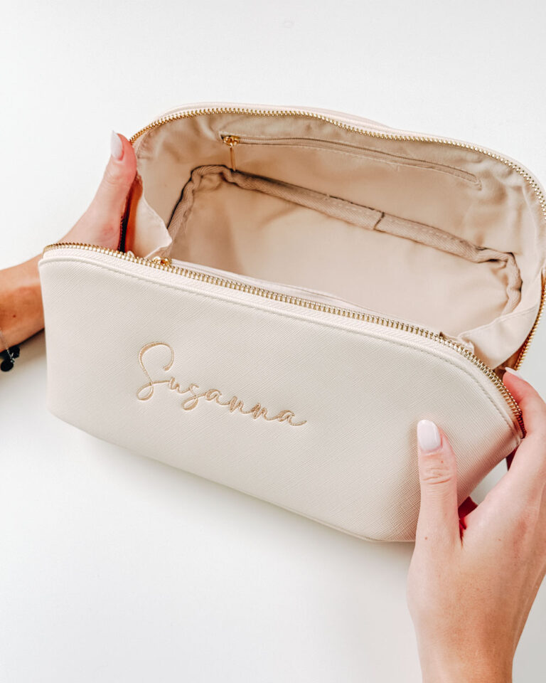 Beauty Case Da Viaggio In Pelle PU - Borsa Portatrucchi Grande Capacit&agrave; Con Scomparti, Bianco Liscio