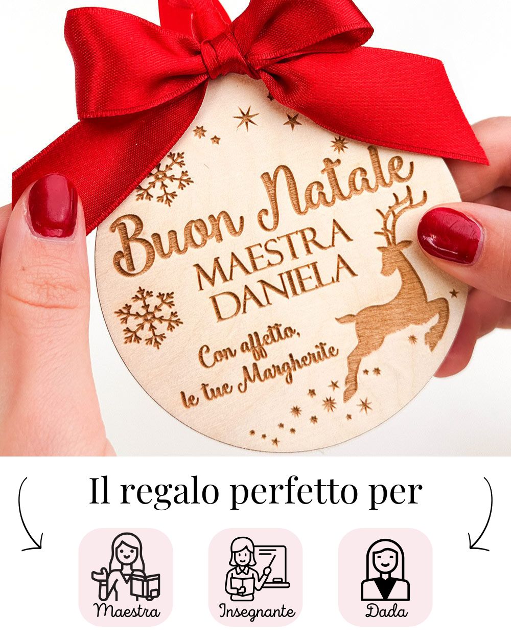 Decorazione Di Legno Da Appendere All'Albero Di Natale Personalizzata