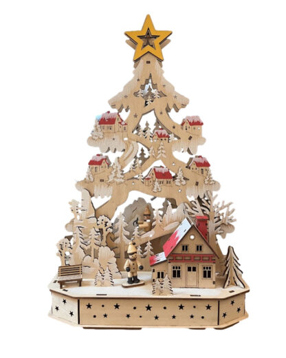 Albero Natalizio in Legno con Luci Led