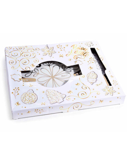 Piatto in Porcellana Merry Christmas Decori Oro con Paletta in Confezione Regalo - immagine 2
