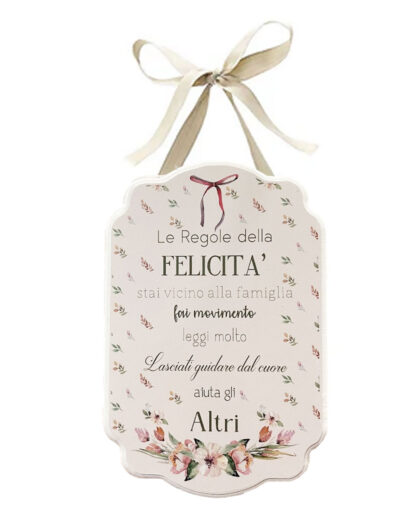 Targhetta da Appendere Le regole della Felicità