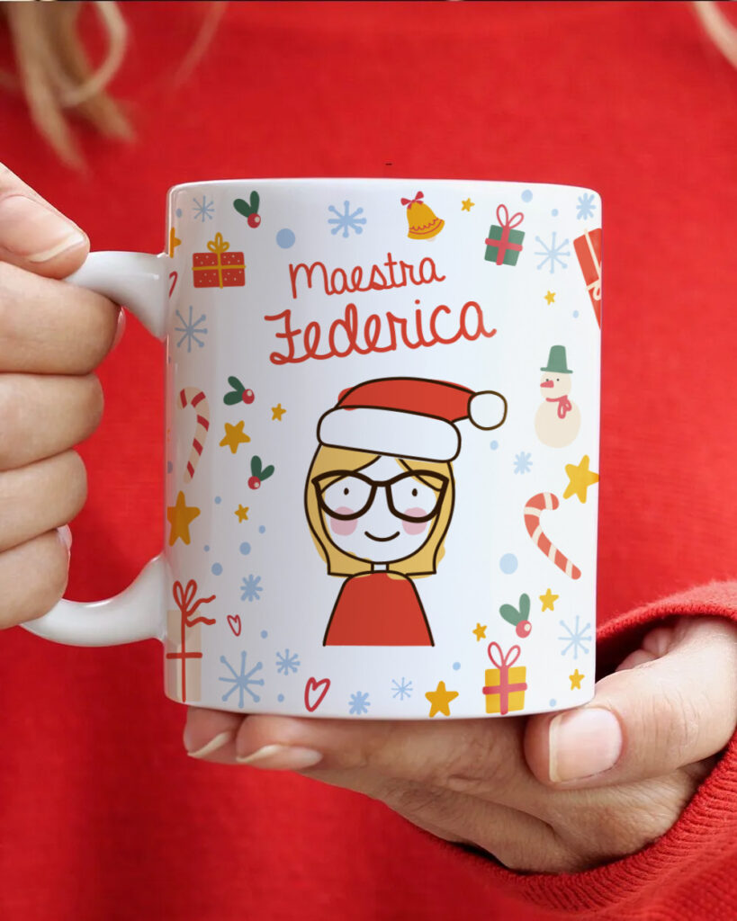 LolaPix Tazza Personalizzata per Insegnante con Nome/Testo dell'insegnante e degli Studenti. Regalo Originale di fine Anno. Vari Disegni. Mondo Prof