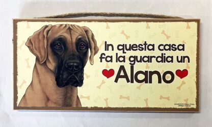 Targhetta Alano con Dedica Simpatica da Appendere