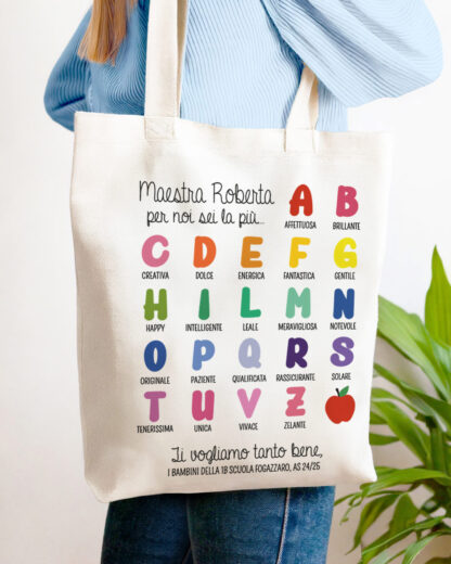 Tote Bag Personalizzata In Cotone Con Testo, Logo O Immagine – Regalo Sposa/insegnante