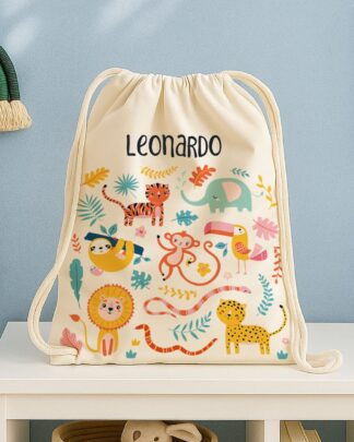 sacca-asilo-personalizzata-jungla-animali-safari-stampa