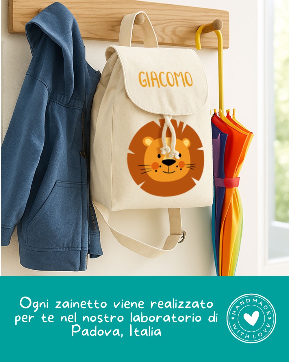 Zaino Safari Personalizzato Per Bambini | Asilo E Scuola | Leggero Con Nome Stampato | Regalo Originale Per Festa