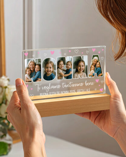 Lampada a Led Placca in Plexiglass “Nonno” Personalizzata con Foto, Dedica – Idea Regalo per il Nonno, Festa dei Nonni - immagine 11