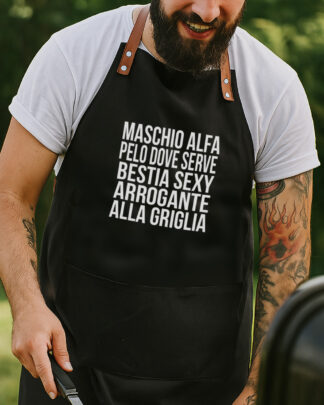 GREMBIULE Divertente Stampa Maschio Alfa Griglia2