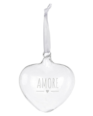 Cuore in Vetro Soffiato con Scritta "AMORE" – Decorazione Elegante da Appendere