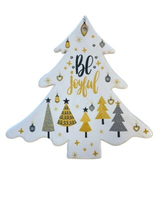 Decorazione Natalizia a Forma di Albero “ Be Joyful” – Ceramica 20 cm