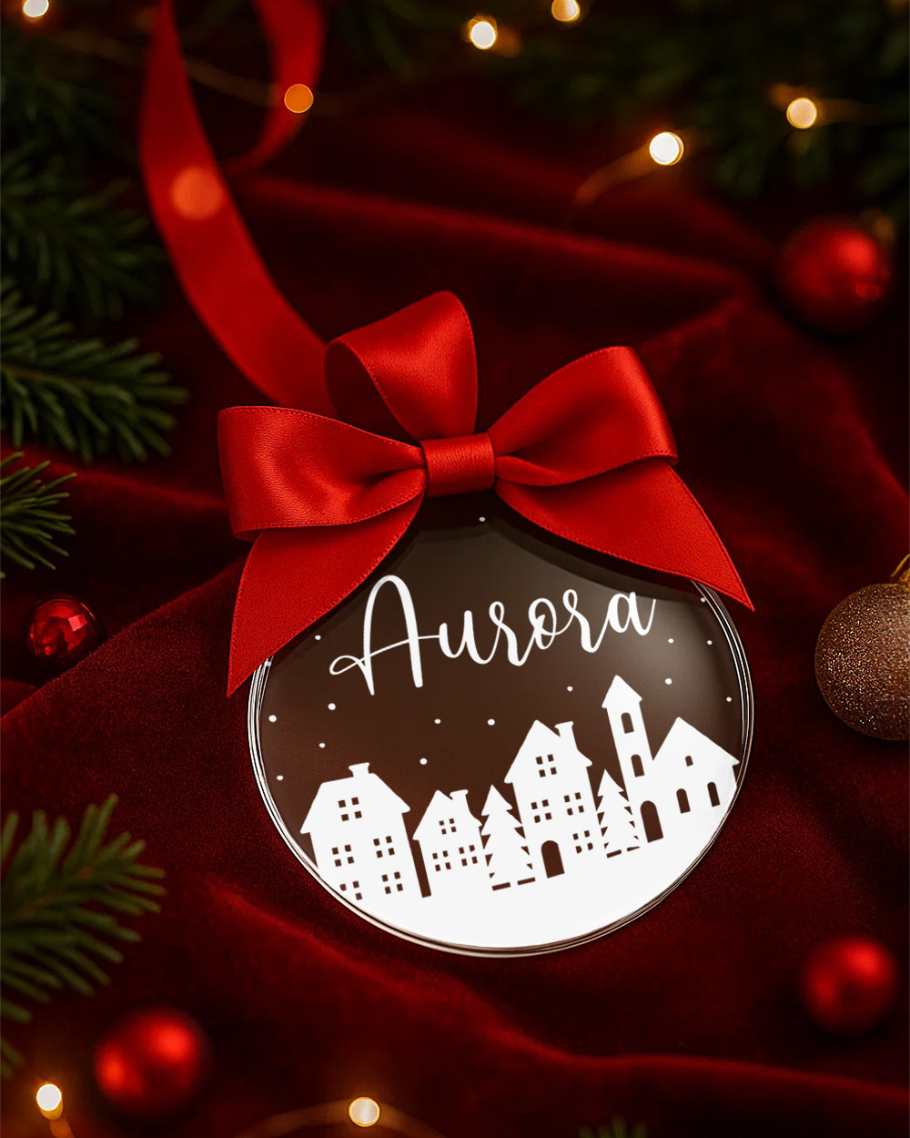 Pallina Natale Decorazione Nome Personalizzato Fiocco03