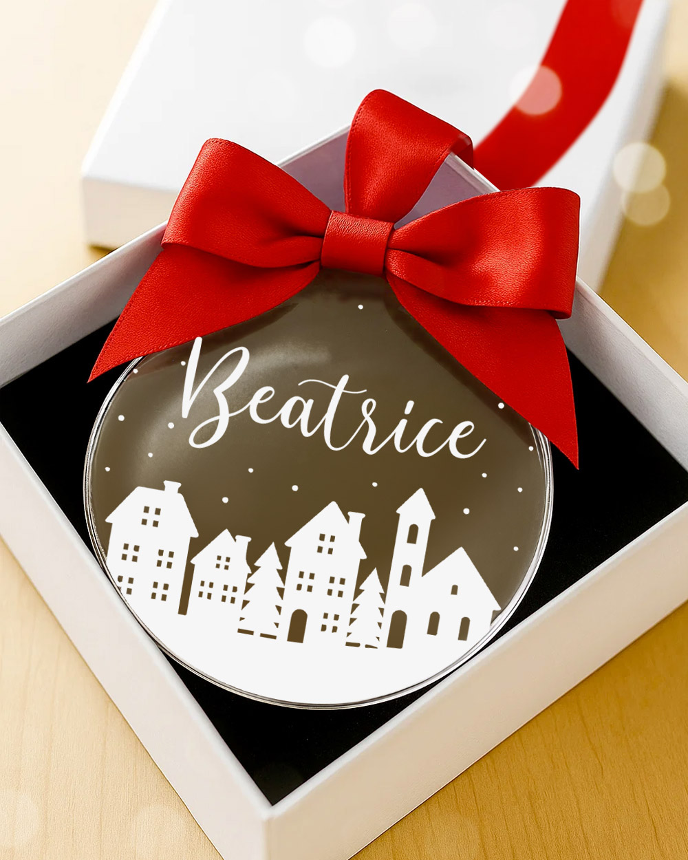 Pallina Natale Decorazione Nome Personalizzato Fiocco05