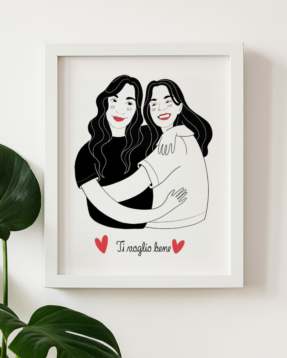 ritratto-illustrazione-amiche-stampa-bianca