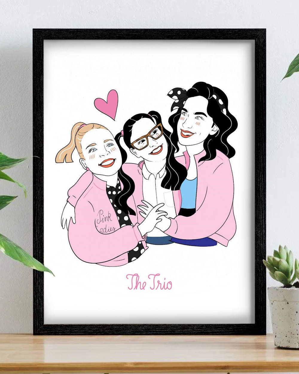 ritratto-illustrazione-amiche-trio-stampa