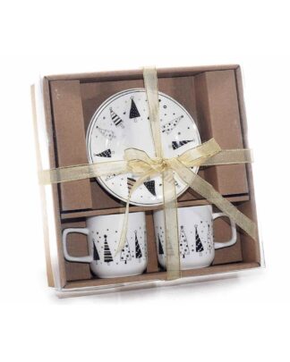 Set 2 Tazzine da Caffè con Piattino Natalizio in Confezione Regalo