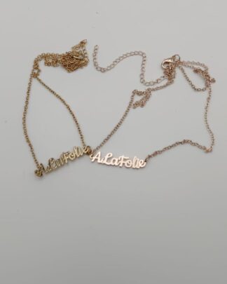 Collanina metallo "Parole" in provetta di vetro - Con la parola "A la Folie"