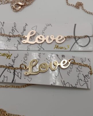 Collanina metallo "Parole" in provetta di vetro - Con la parola "Love"