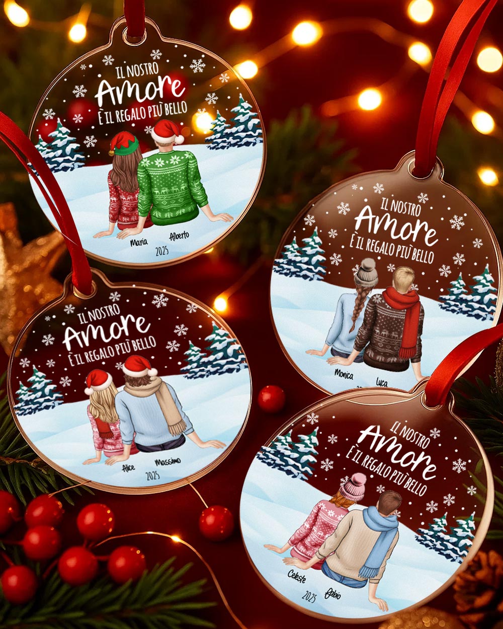 Pallina Decorazione Natale Personalizzata Regalo Coppia Ritratto02