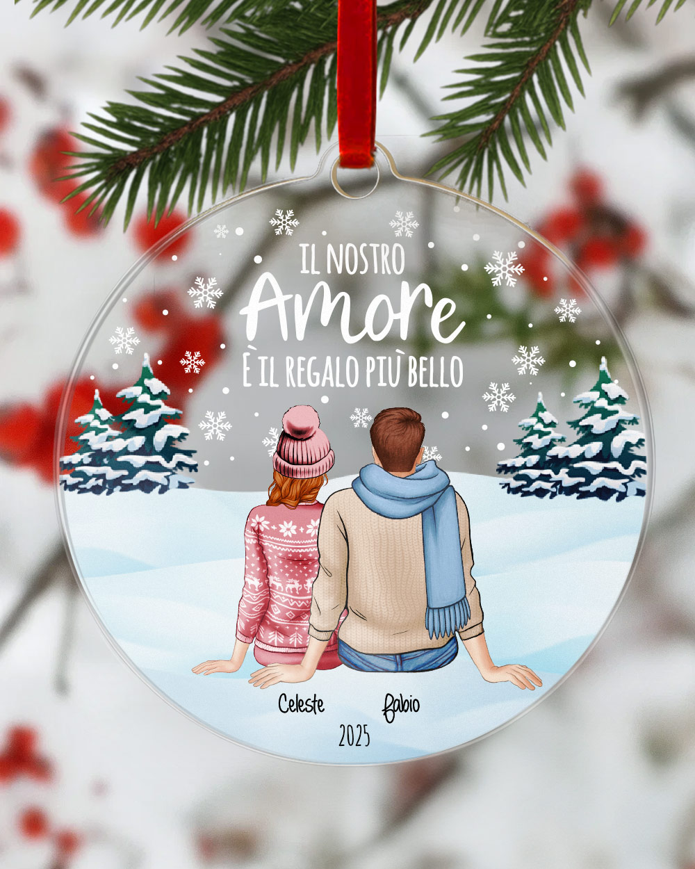Pallina Decorazione Natale Personalizzata Regalo Coppia Ritratto05