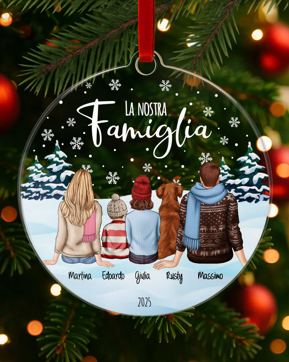 Pallina Decorazione Natale Personalizzata Regalo Famiglia Ritratto