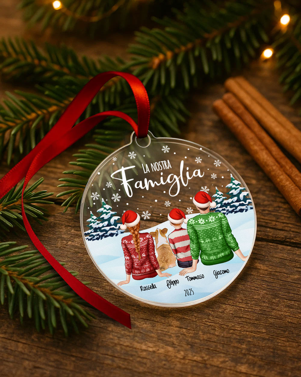 Pallina Decorazione Natale Personalizzata Regalo Famiglia Ritratto04