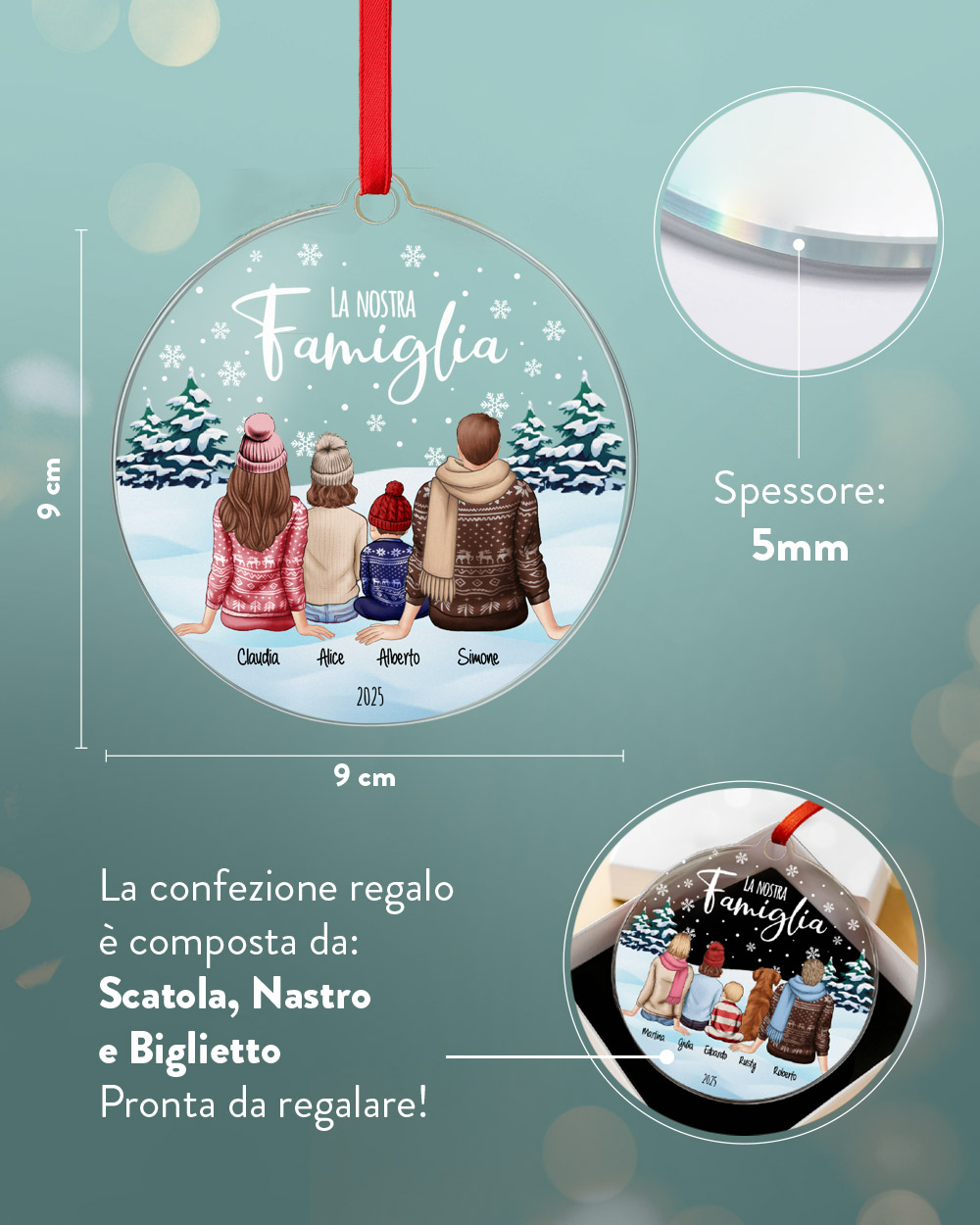 Pallina Decorazione Natale Personalizzata Regalo Famiglia Ritratto05