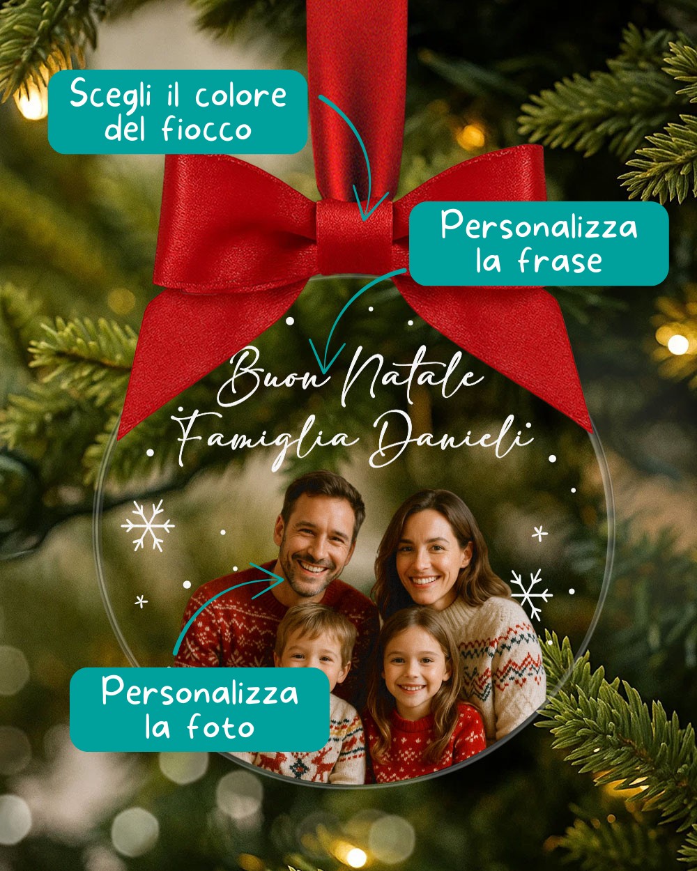 Pallina di Natale in Plexiglass, Decorazione Natalizia Personalizzata