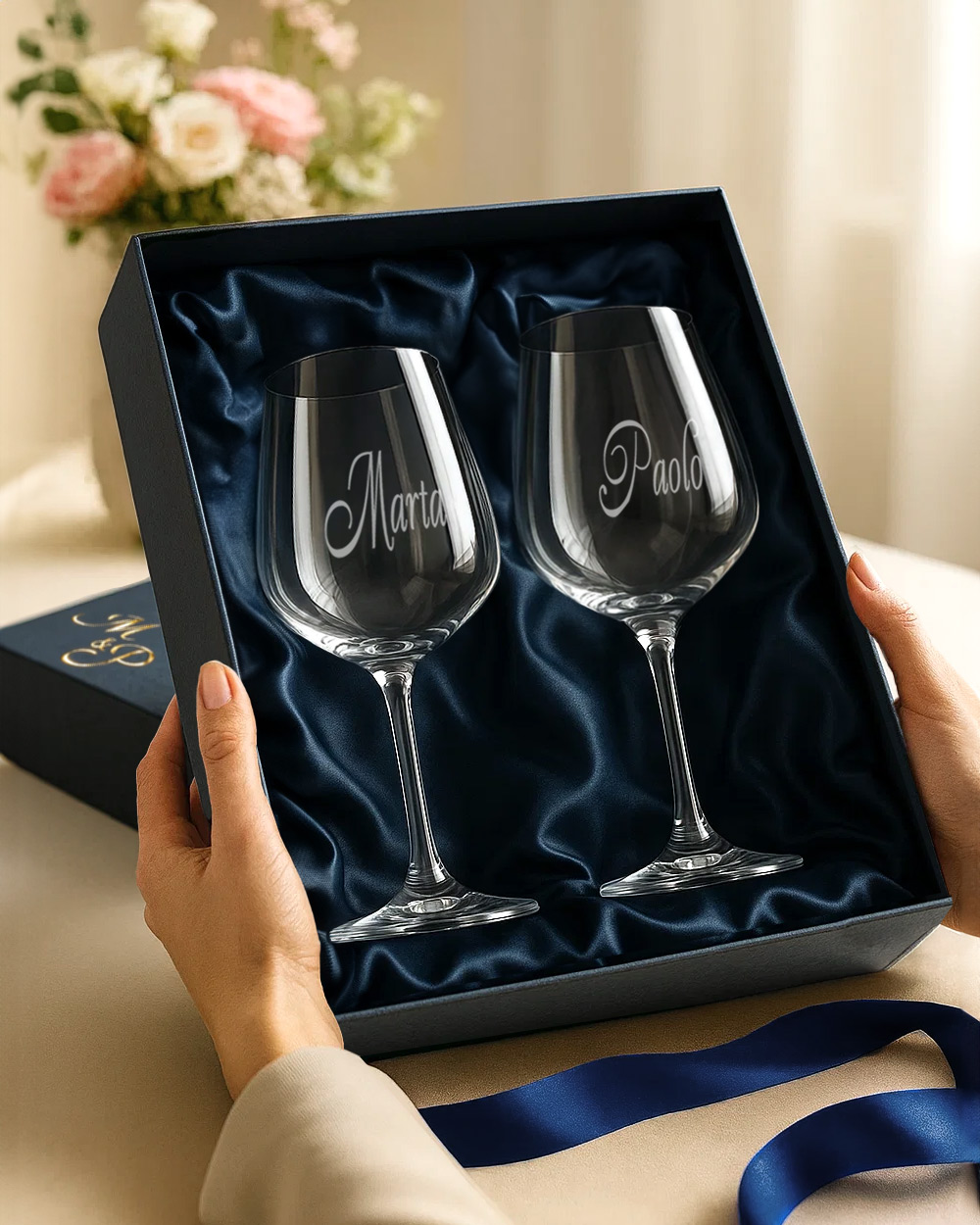 Coppia Coppia Calici Coppia Calici Incisione Nomi Anniversario Matrimonio Personalizzati Sposi San Valentino 07