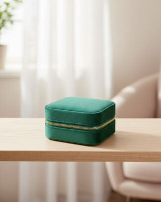 Portagioie in Velluto Verde, con Chiusura a Zip