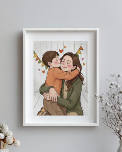 RITRATTO Illustrazione Mamma Bambino Personalizzata Libro Bambin4i