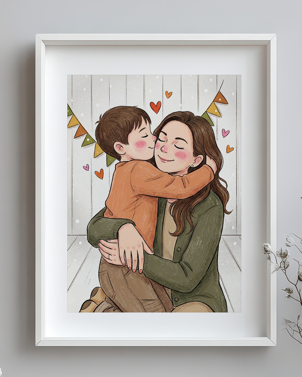 RITRATTO Illustrazione Mamma Bambino Personalizzata Libro Bambini