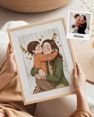 RITRATTO Illustrazione Mamma Bambino Personalizzata Libro Bambino23