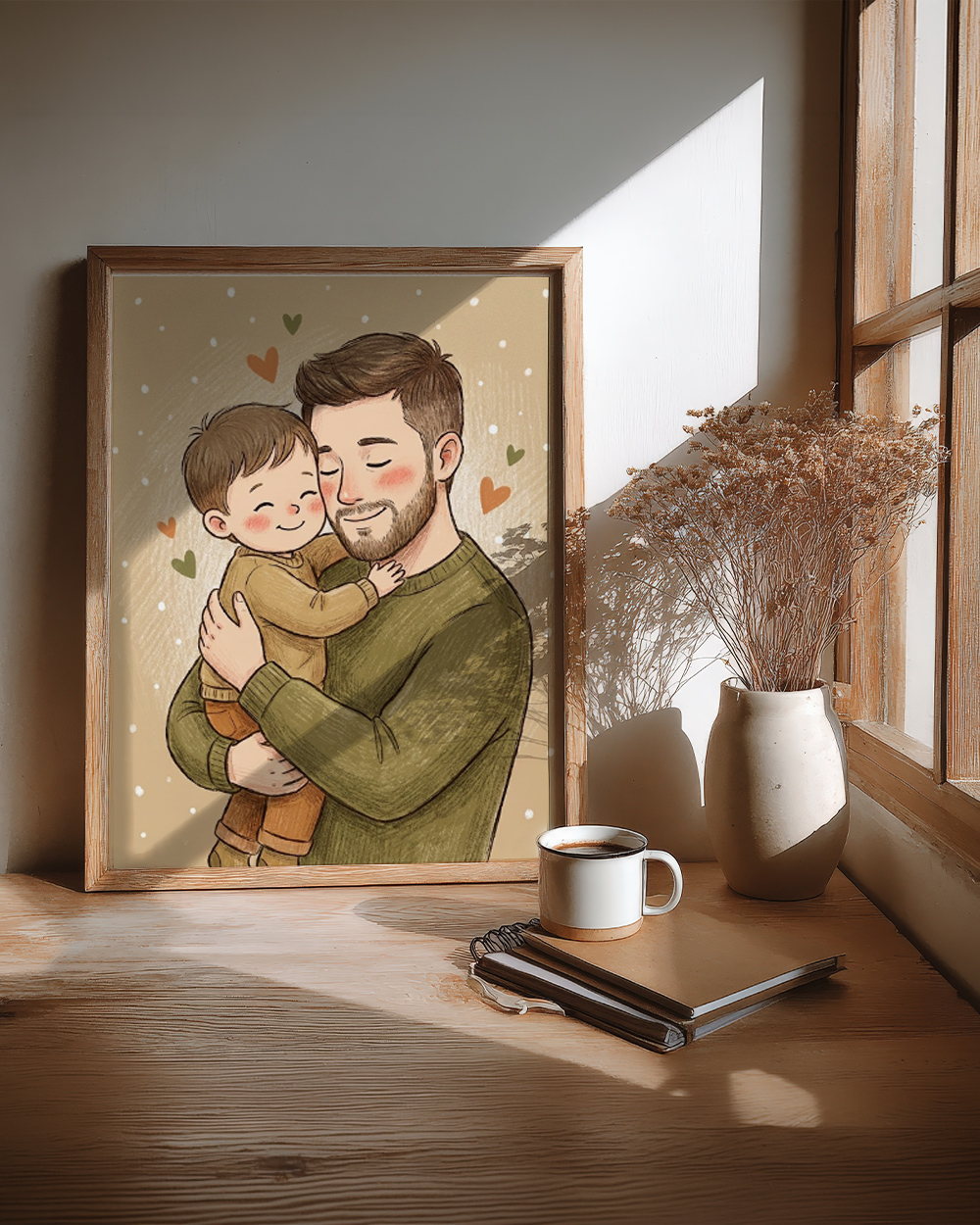 Idea regalo festa del papà ritratto illustrato personalizzato dalla foto effetto fumetto