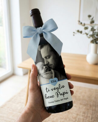 Bottiglia Personalizzata con Foto e Dedica "Ti Voglio Bene Papà" - Idea Regalo Papà